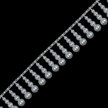 White Plastic Pearl Fringe - 1" Detail