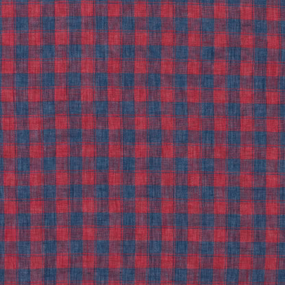 Red and Blue Plaid Sheer Linen Woven