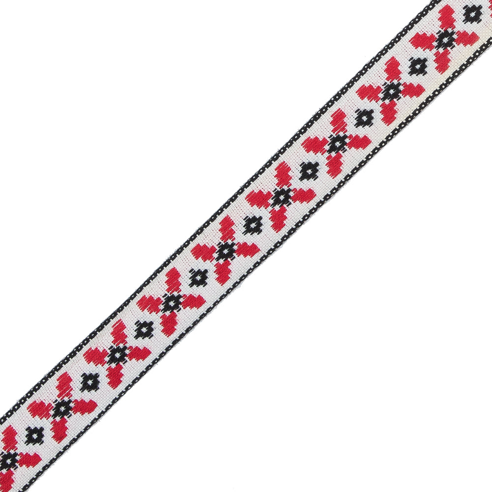 Black and Red German Jacquard Ribbon - 0.6" Detail