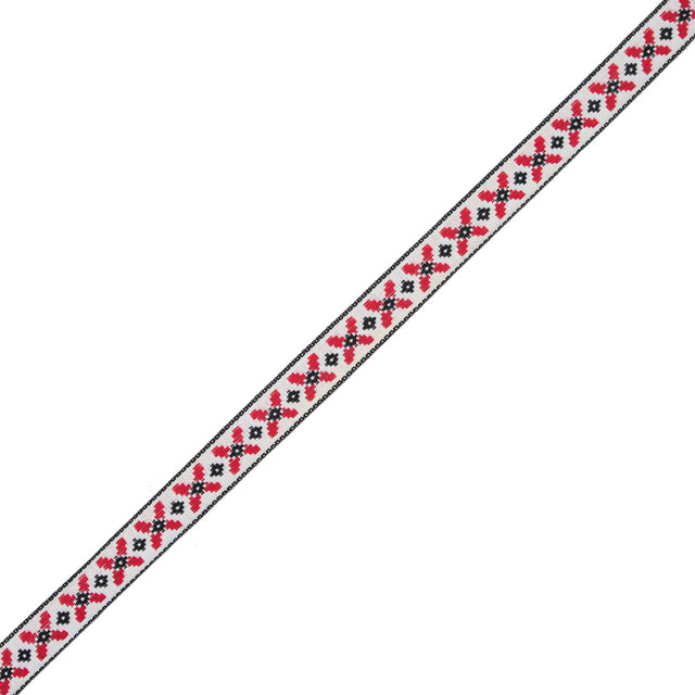 Black and Red German Jacquard Ribbon - 0.6"