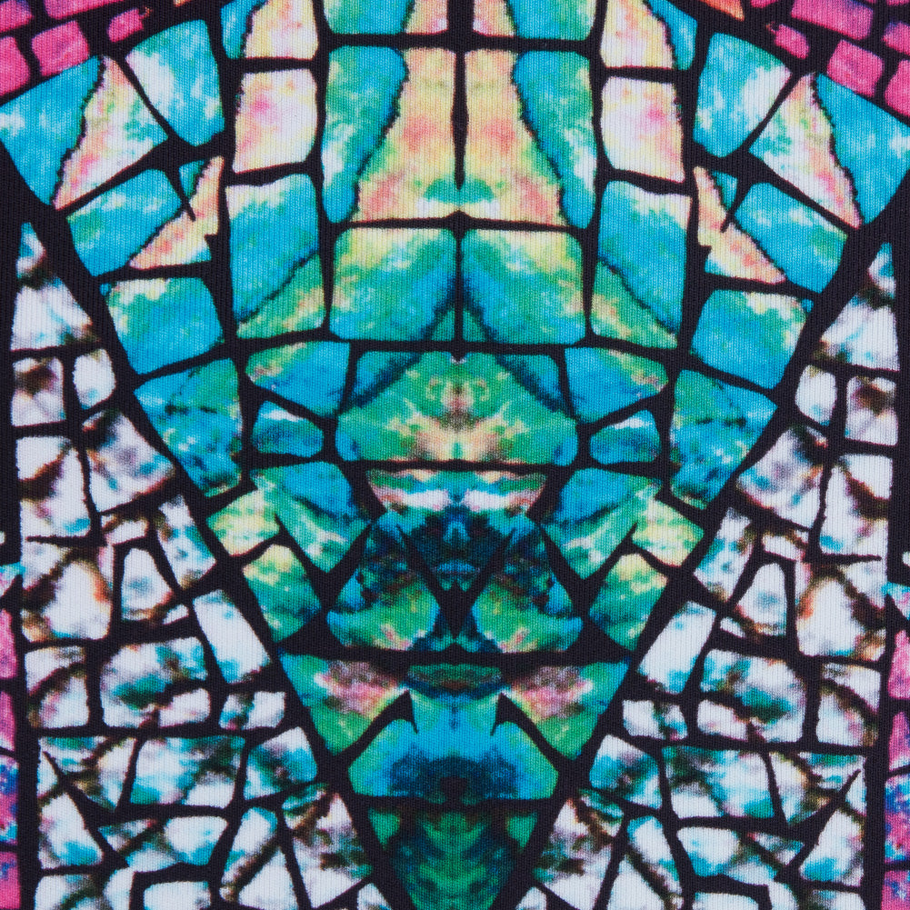 Stain Glass Caye UV Protective Compression Swimwear Tricot with Aloe Vera Microcapsules Detail