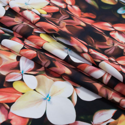 Warm Floral Caye UV Protective Compression Swimwear Tricot with Aloe Vera Microcapsules Detail