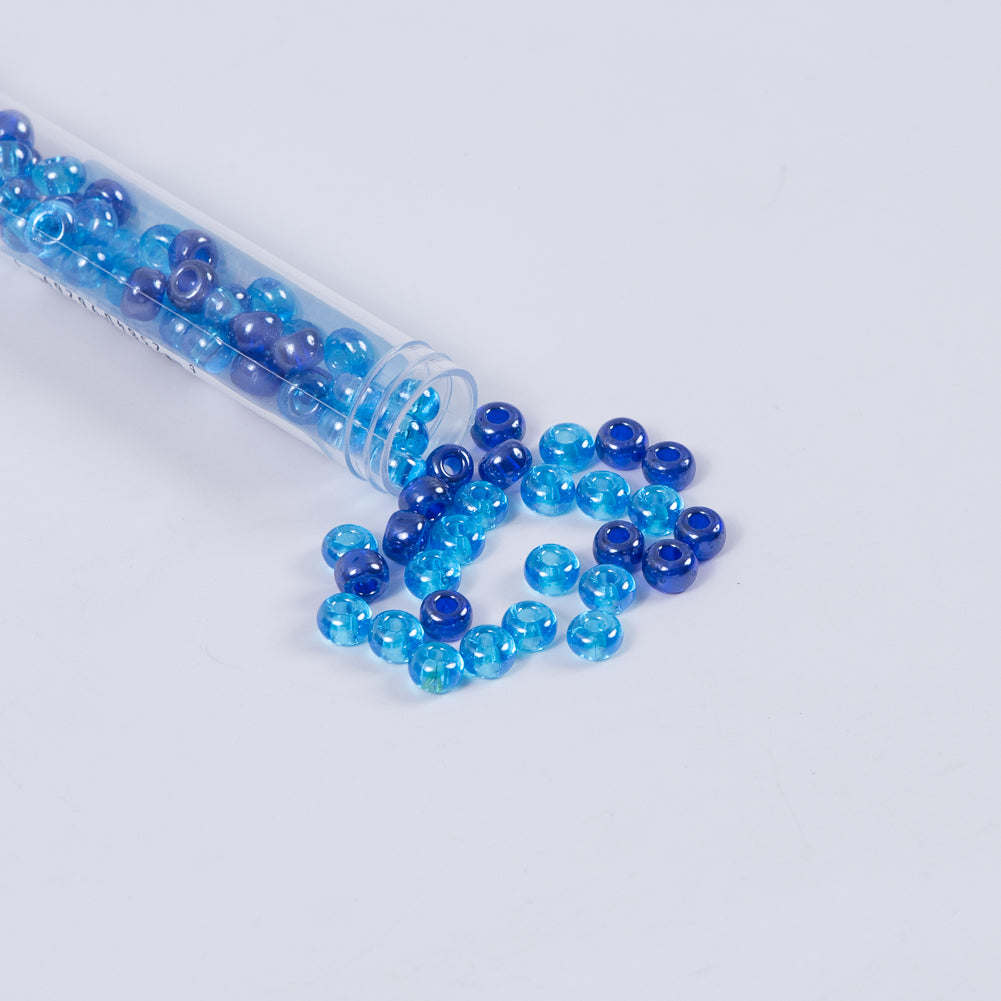 Blue and Aqua Mixed Czech Seed Beads - Size 2