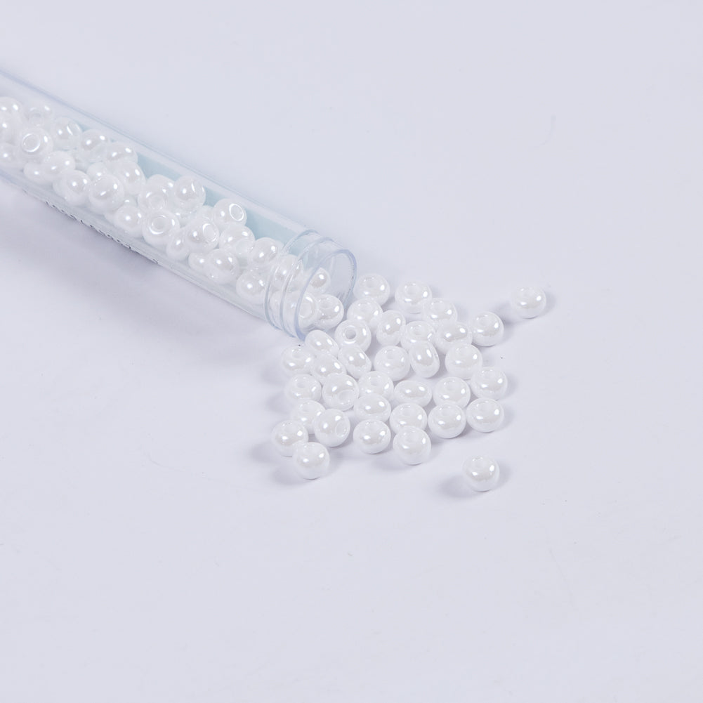 Shiny White Czech Seed Beads - Size 2