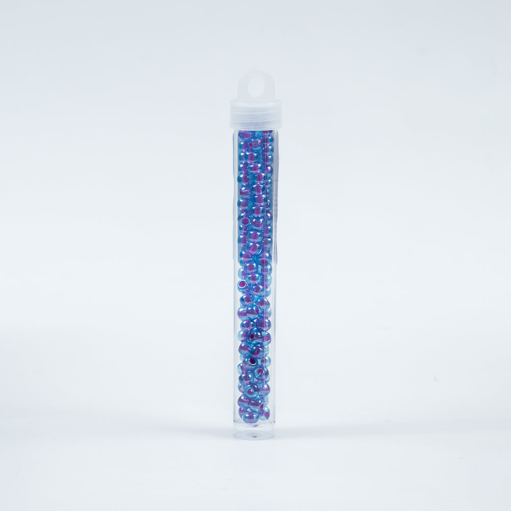 Purple Lined Aqua Czech Seed Beads - Size 2 - Detail