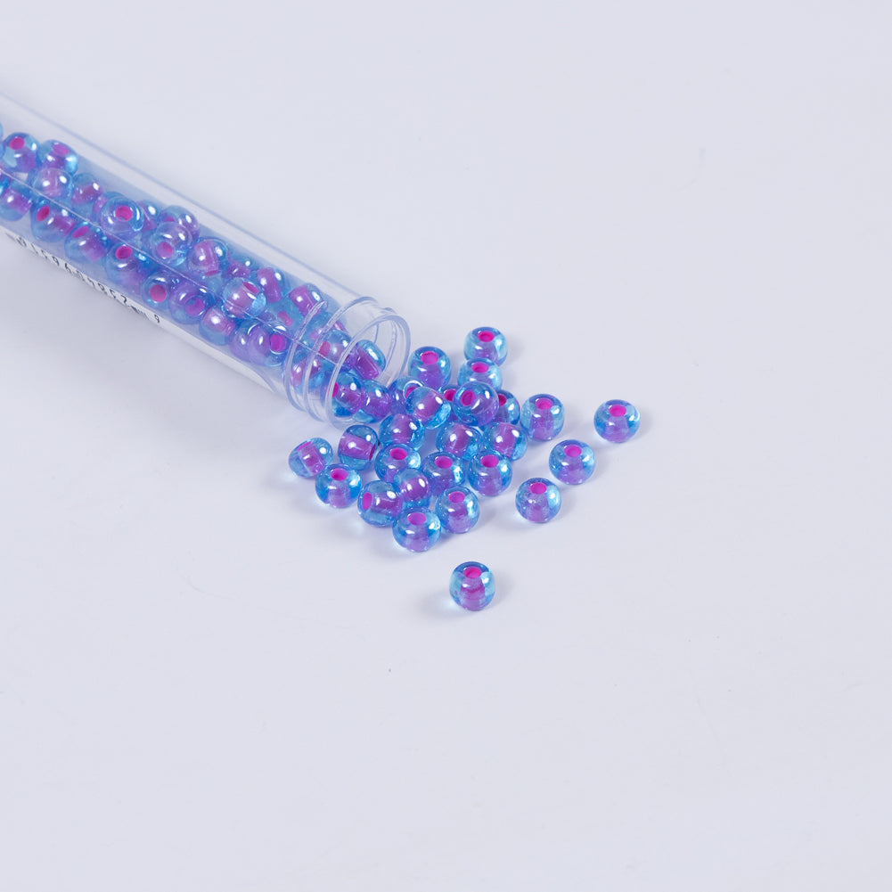 Purple Lined Aqua Czech Seed Beads - Size 2