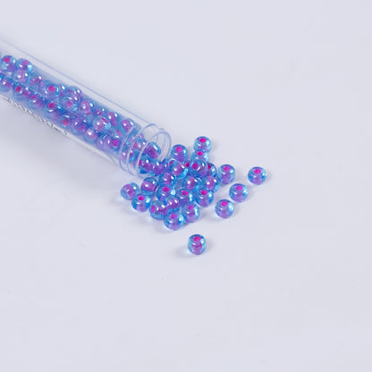 Purple Lined Aqua Czech Seed Beads - Size 2