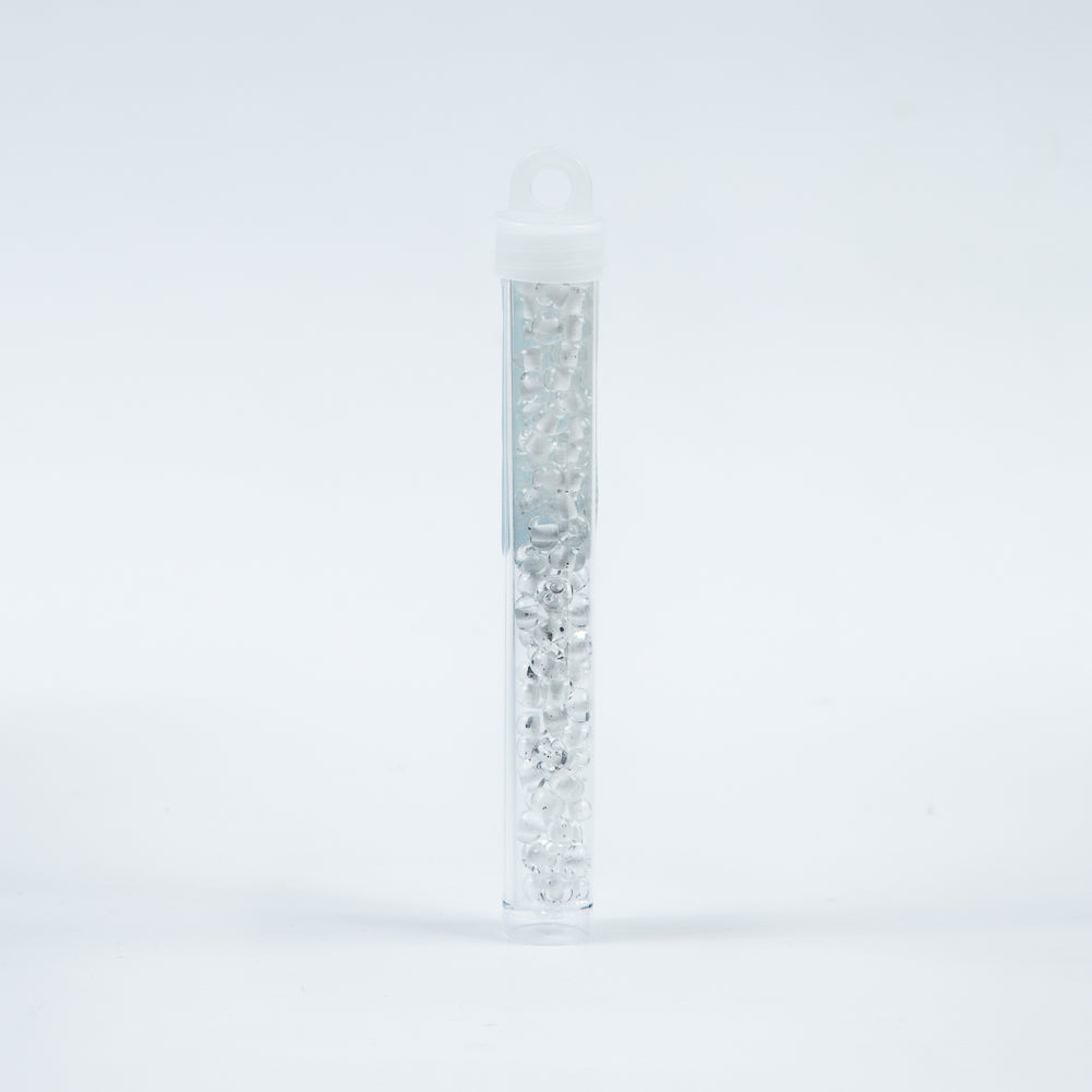 White Lined Crystal Czech Seed Beads - Size 2 Detail