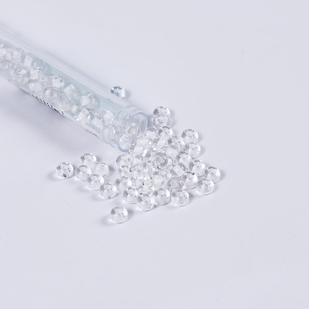 White Lined Crystal Czech Seed Beads - Size 2