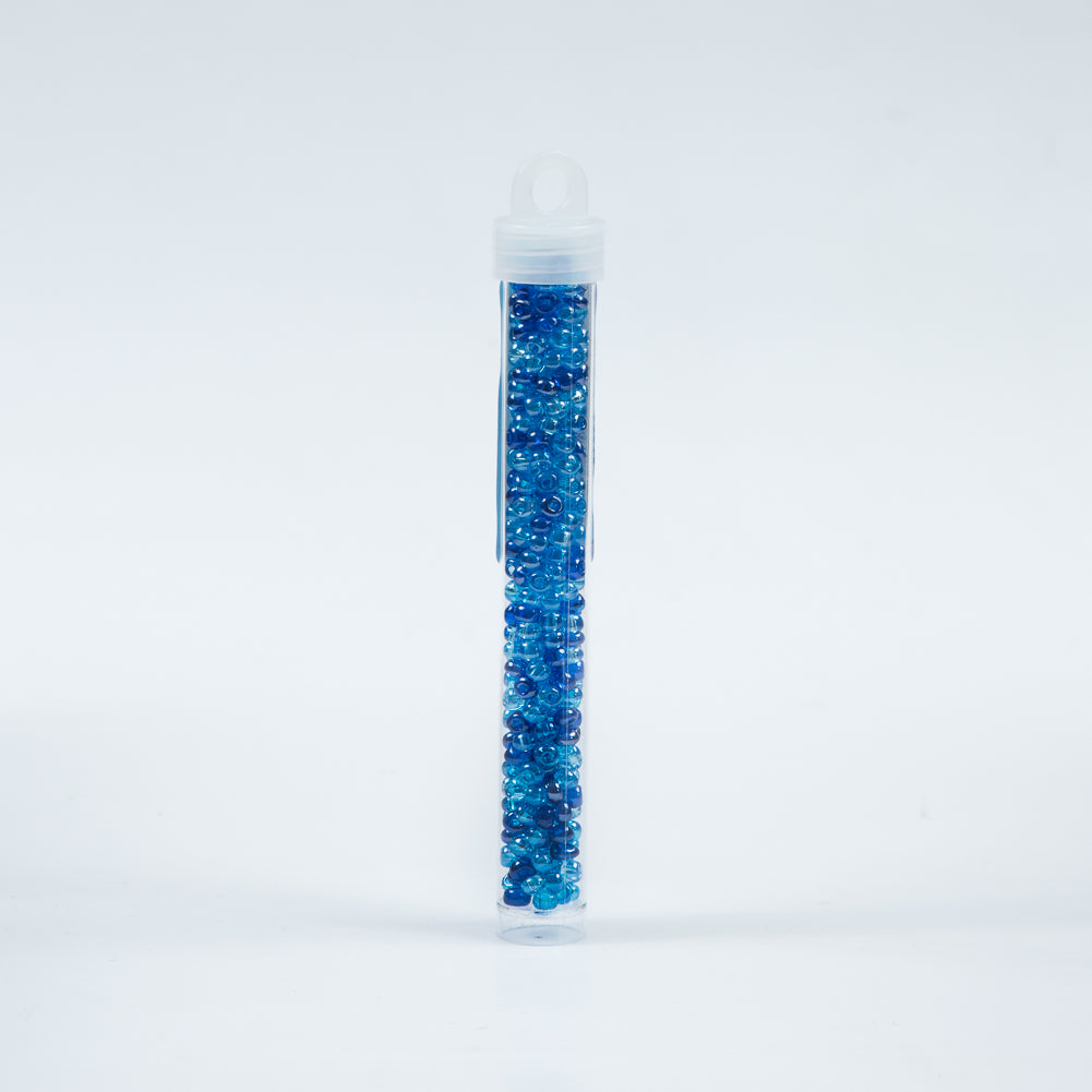 Blue and Aqua Mixed Czech Seed Beads - Size 6 - Detail