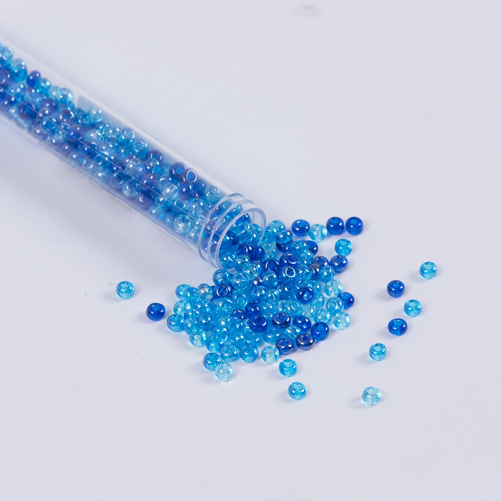 Blue and Aqua Mixed Czech Seed Beads - Size 6