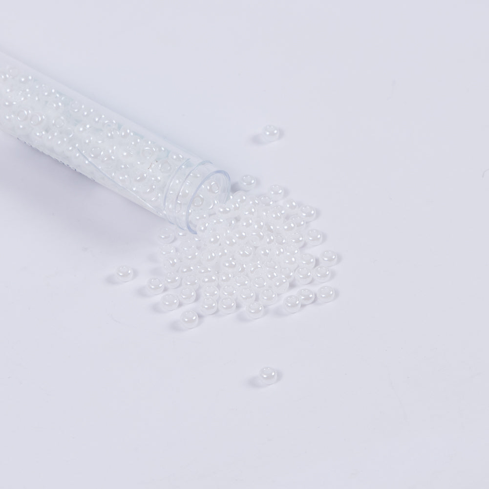 Pearl White Czech Seed Beads - Size 6