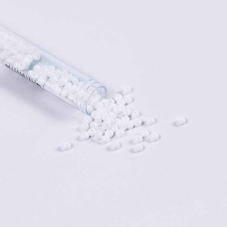 template--25130090922057__main-White Opaque Czech Seed Beads - Size 6