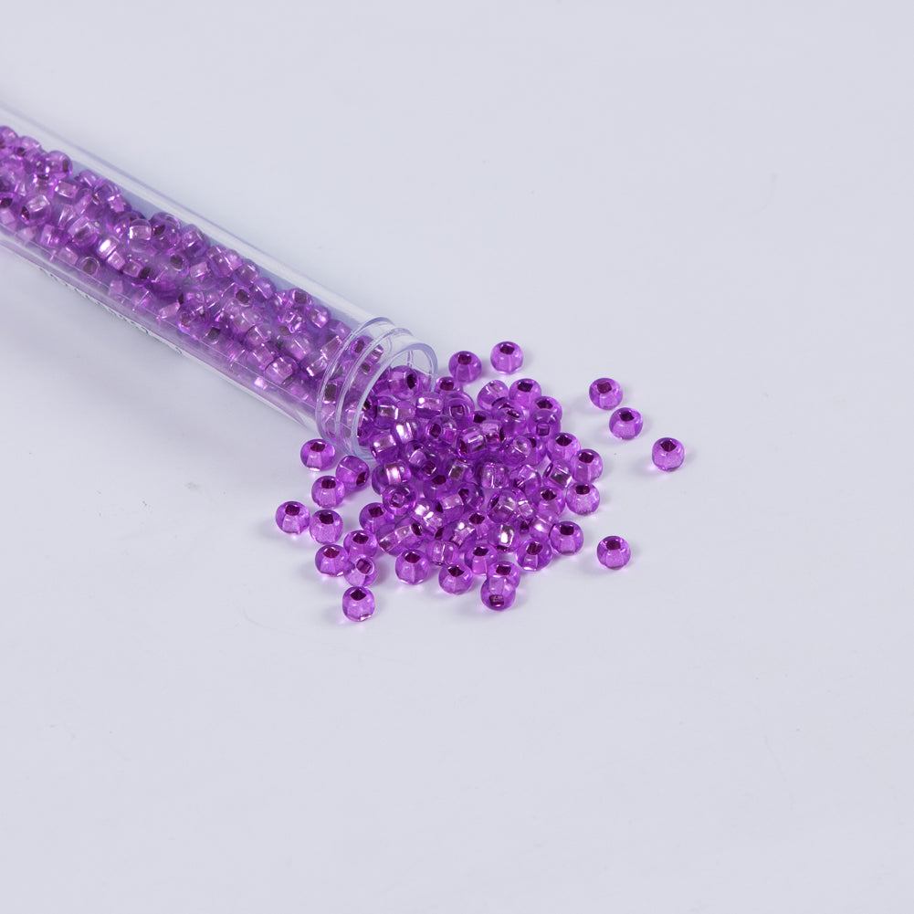 Silver Lined Mauve Czech Seed Beads - Size 6