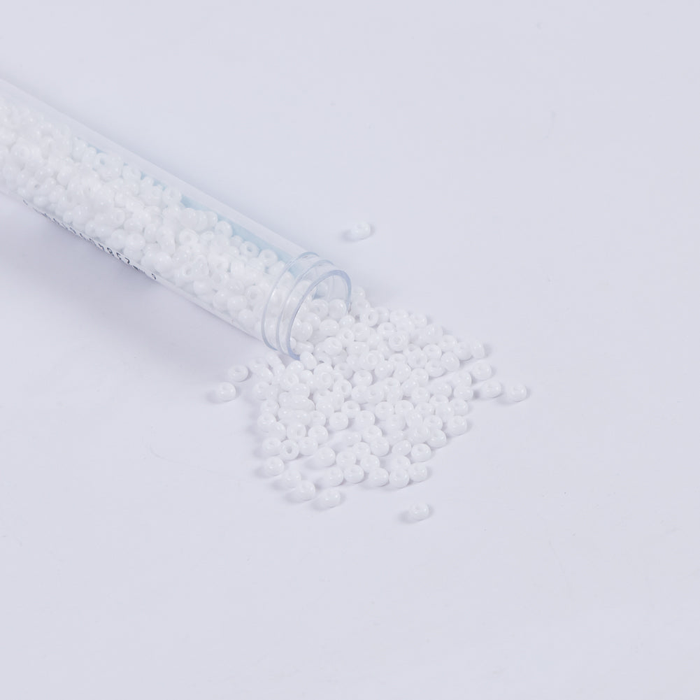 White Opaque Czech Seed Beads - Size 8