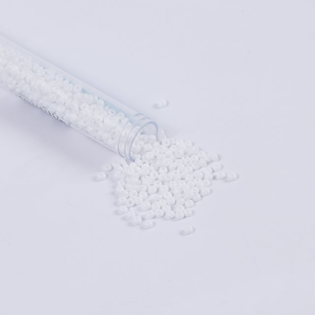 White Opaque Czech Seed Beads - Size 8