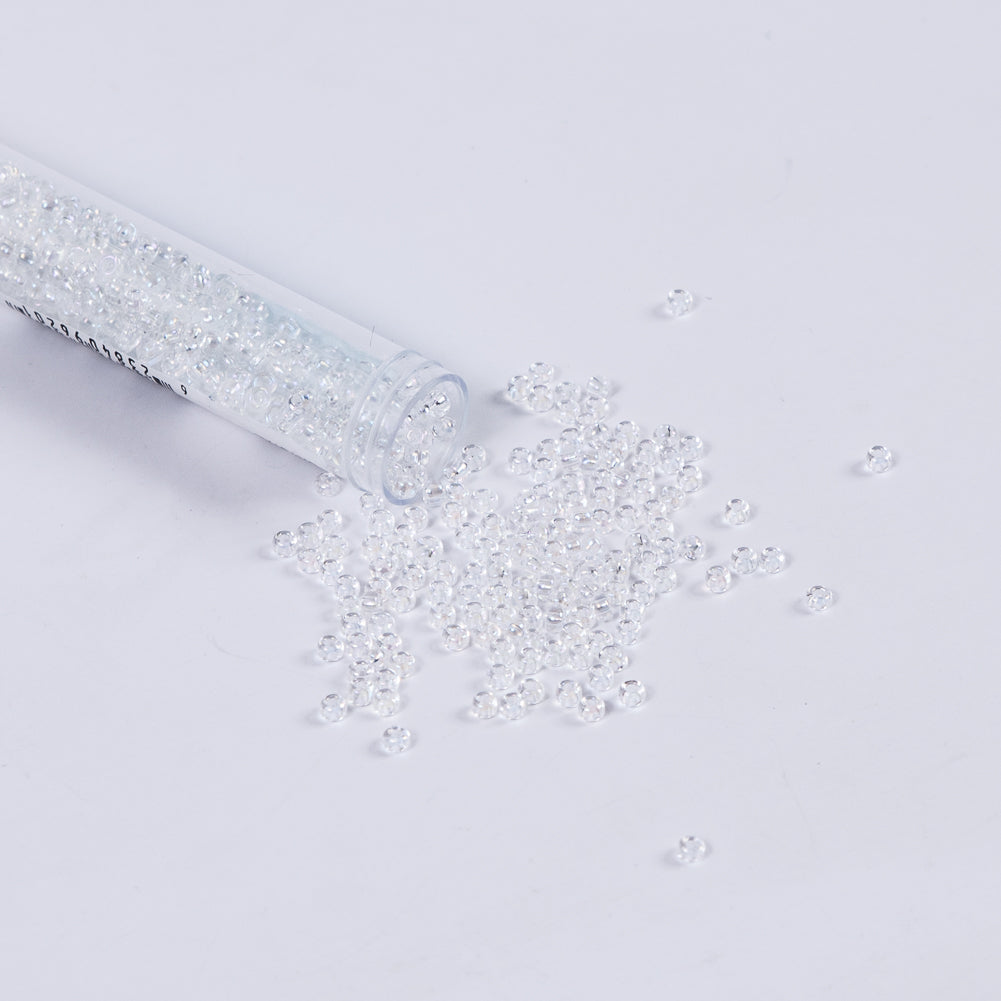Clear Iridescent Czech Seed Beads - Size 8