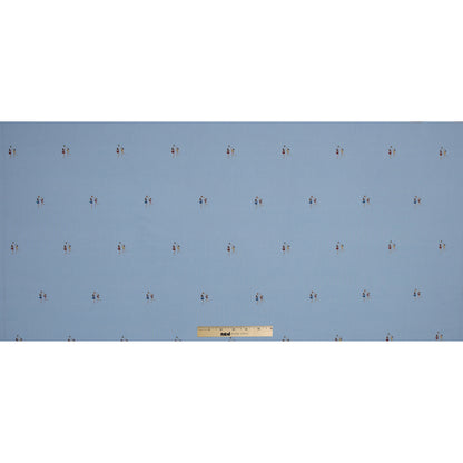 Blue Pinpoint Cotton Shirting with Woven Beach Goers Full