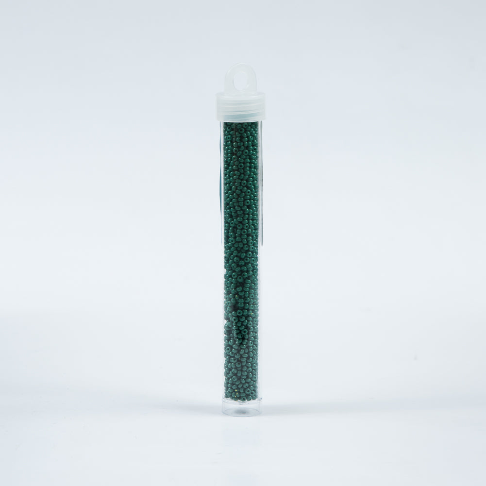 Dark Green Opaque Czech Seed Beads - Size 10 Detail