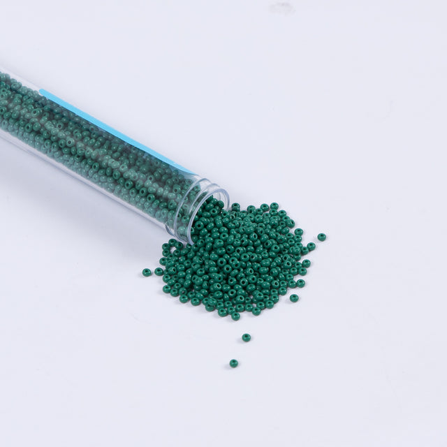 Dark Green Opaque Czech Seed Beads - Size 10