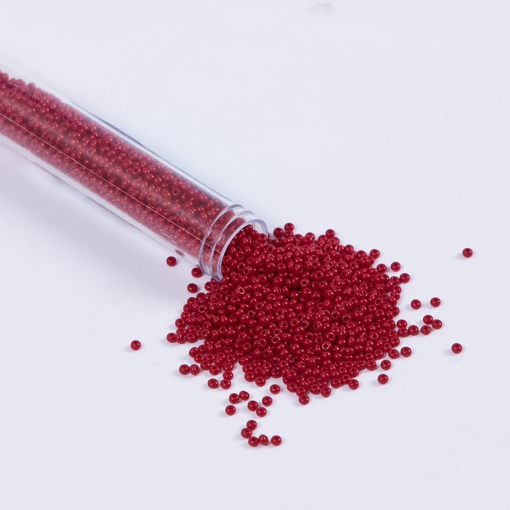 Dark Red Opaque Czech Seed Beads - Size 10