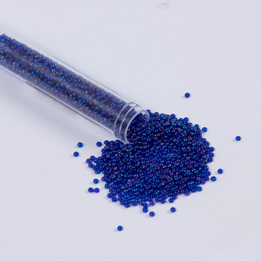 Navy Iridescent Czech Seed Beads - Size 10