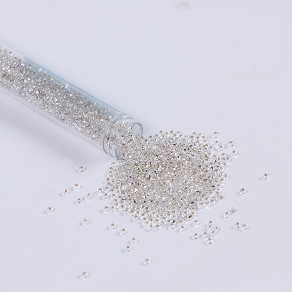 Silver Lined Clear Czech Seed Beads - Size 10