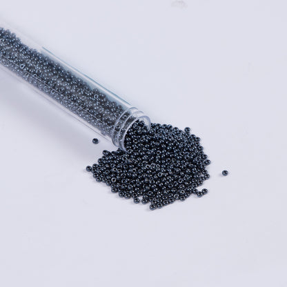 Metallic Gunmental Czech Seed Beads - Size 10