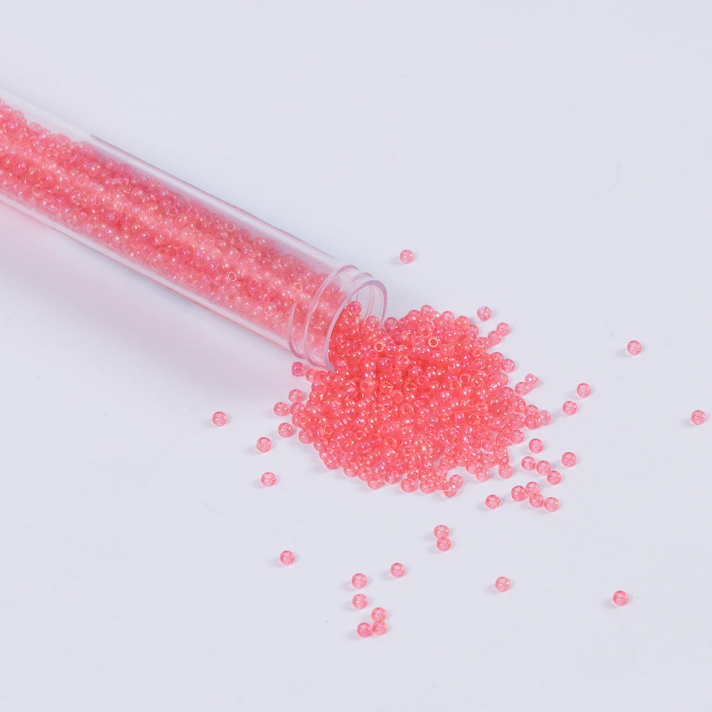 Salmon Iridescent Czech Seed Beads - Size 10