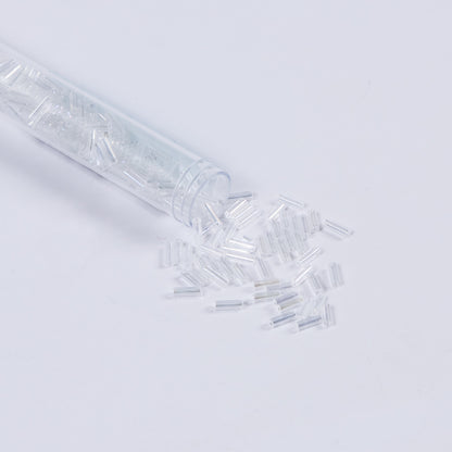 Clear Iridescent Czech Bugle Seed Beads - Size 3
