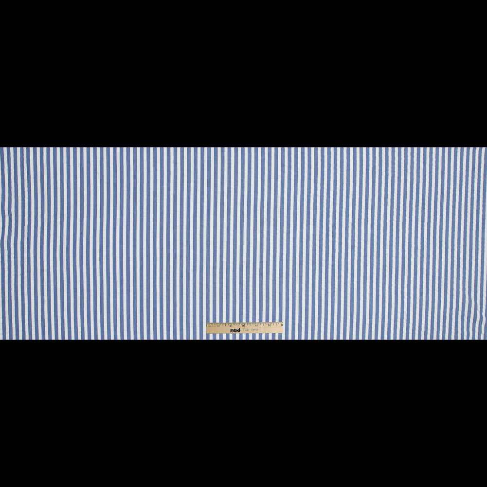 Blue and White Bengal Striped Cotton Seersucker Full