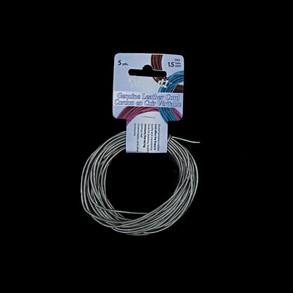 Dazzle-It Metallic Gray Genuine Leather Cord - 1.5mm