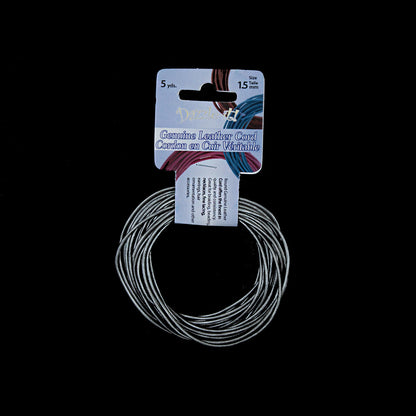 Dazzle-It Metallic Silver Genuine Leather Cord - 1.5mm
