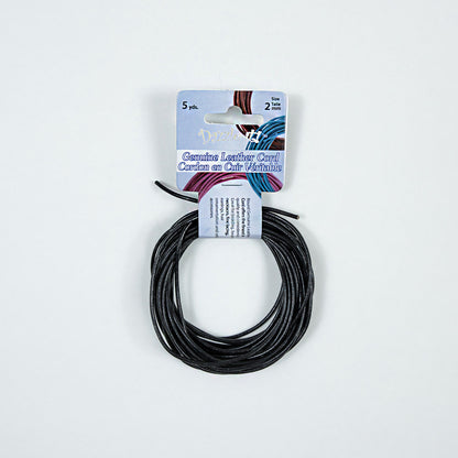 Dazzle-It Black Genuine Leather Cord - 2mm
