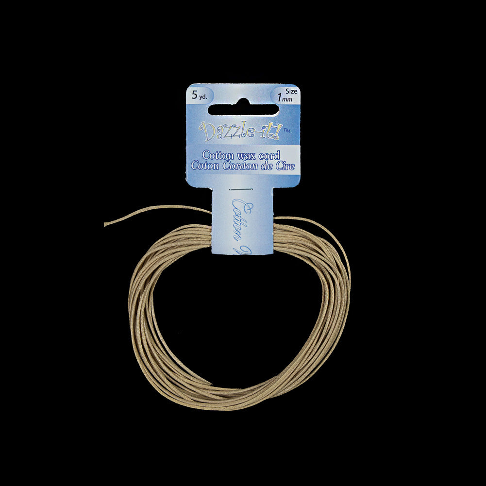 Dazzle-It Natural Cotton Wax Cord - 1mm