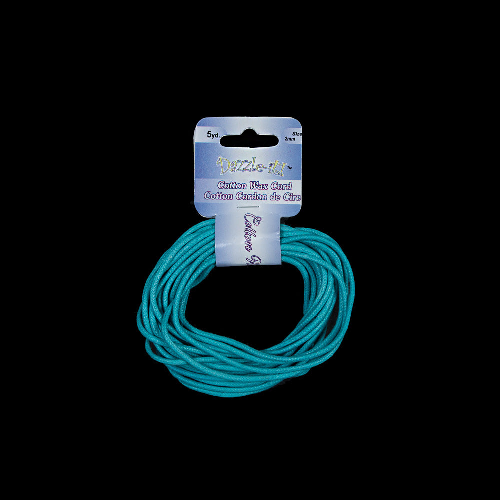 Dazzle-It Turquoise Cotton Wax Cord - 2mm