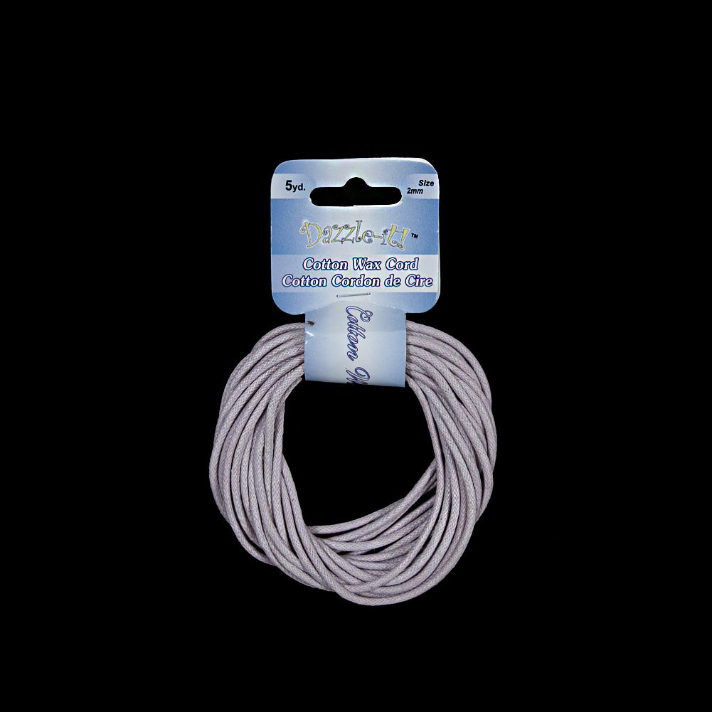 Dazzle-It Mauve Cotton Wax Cord - 2mm