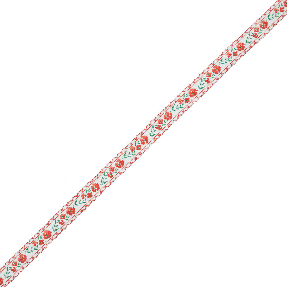 Orange Floral German Jacquard Ribbon - 0.5"