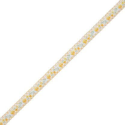 Yellow Floral German Jacquard Ribbon - 0.5"