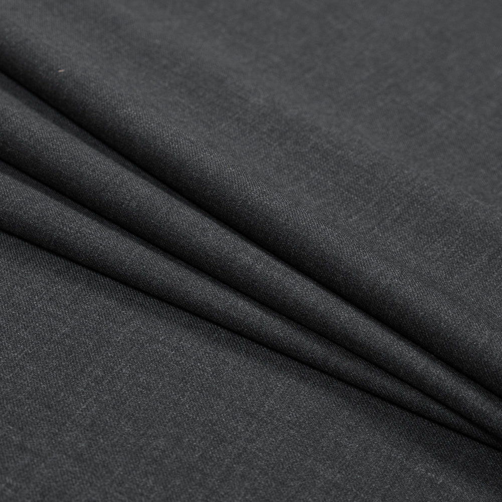 Super 120 Merino Wool Twill Suiting - Charcoal Folded