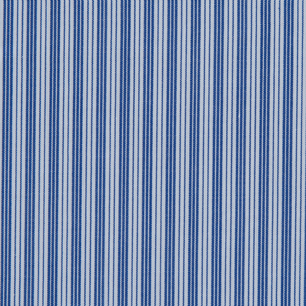 Blue Iris and White Striped Cotton Shirting Detail