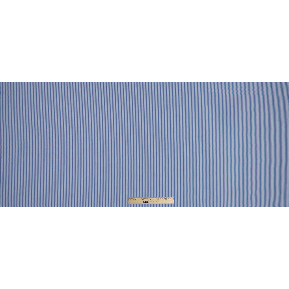Blue Iris and White Striped Cotton Shirting Full