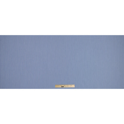 Blue Iris and White Striped Cotton Shirting Full