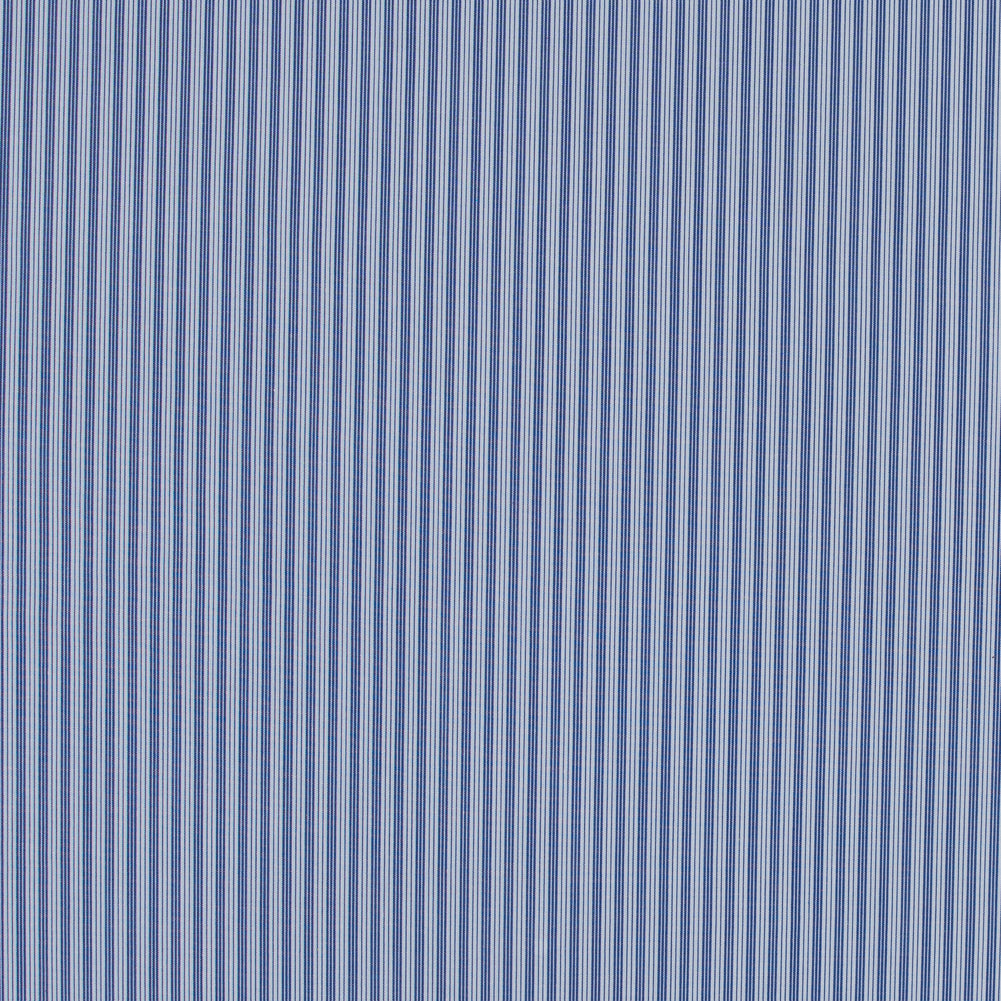 Blue Iris and White Striped Cotton Shirting