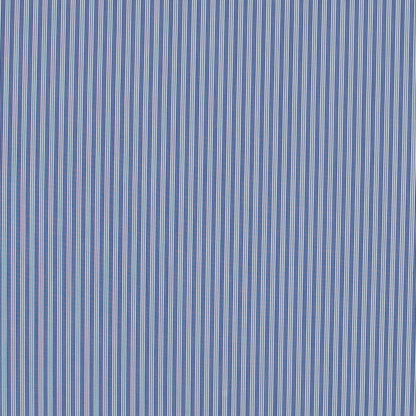 Blue Iris and White Striped Cotton Shirting