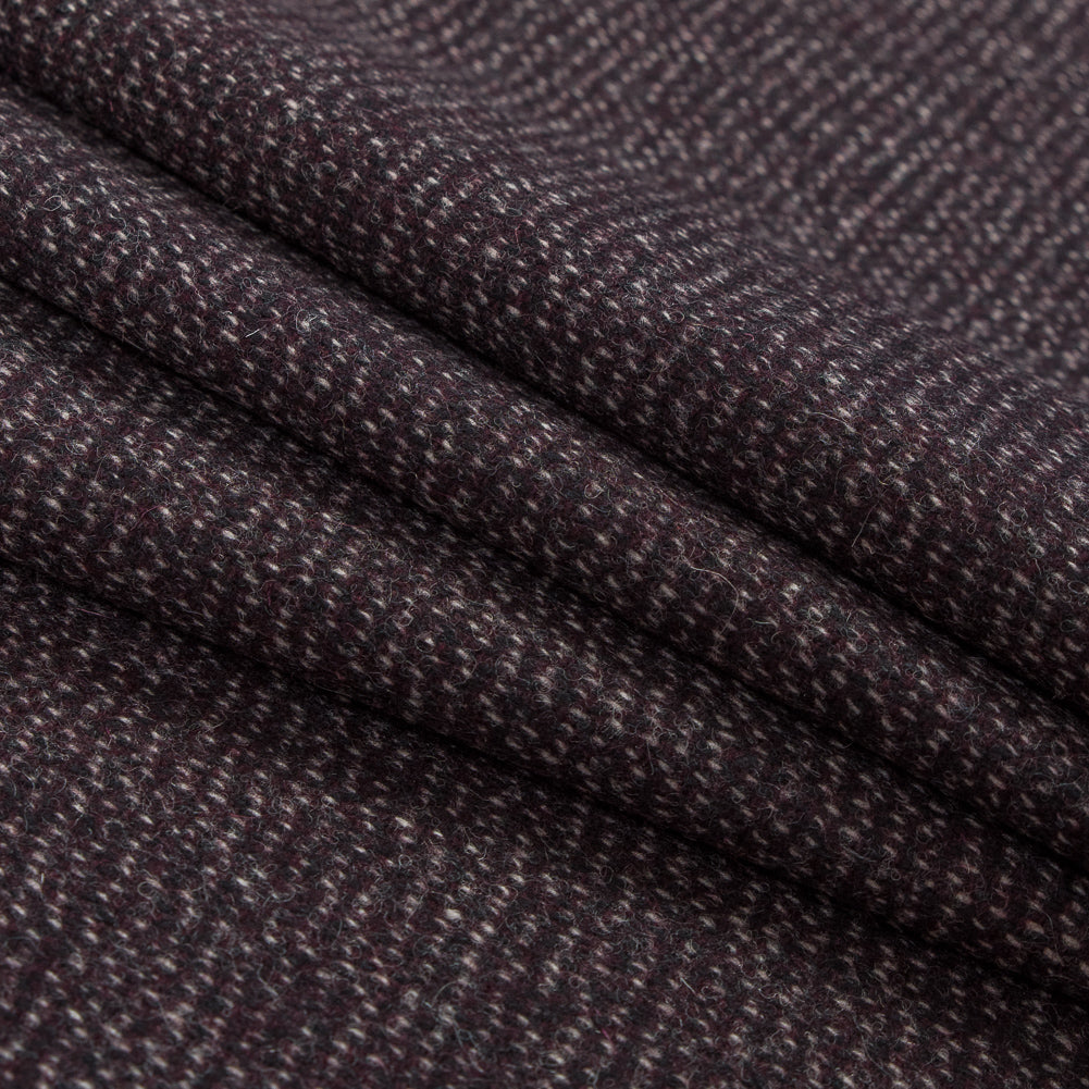 Bordeaux and White Speckled Wool Tweed Folded