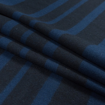 Royal Blue and Black Striped Wool Coating - Folded