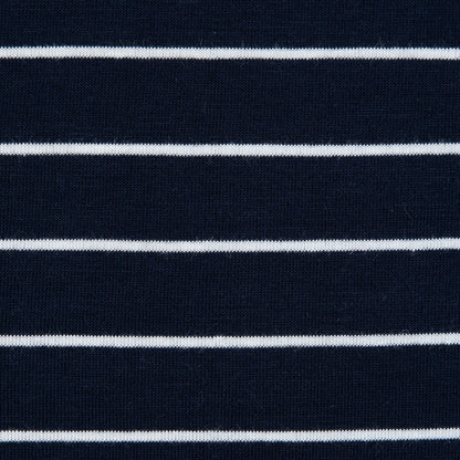 Navy and White Pencil Striped Rayon Jersey - Detail