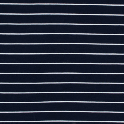 Navy and White Pencil Striped Rayon Jersey