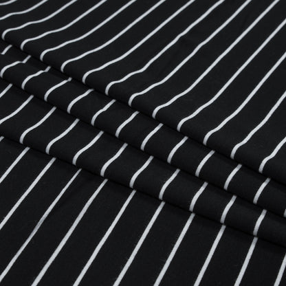 Black and White Pencil Striped Rayon Jersey - Folded